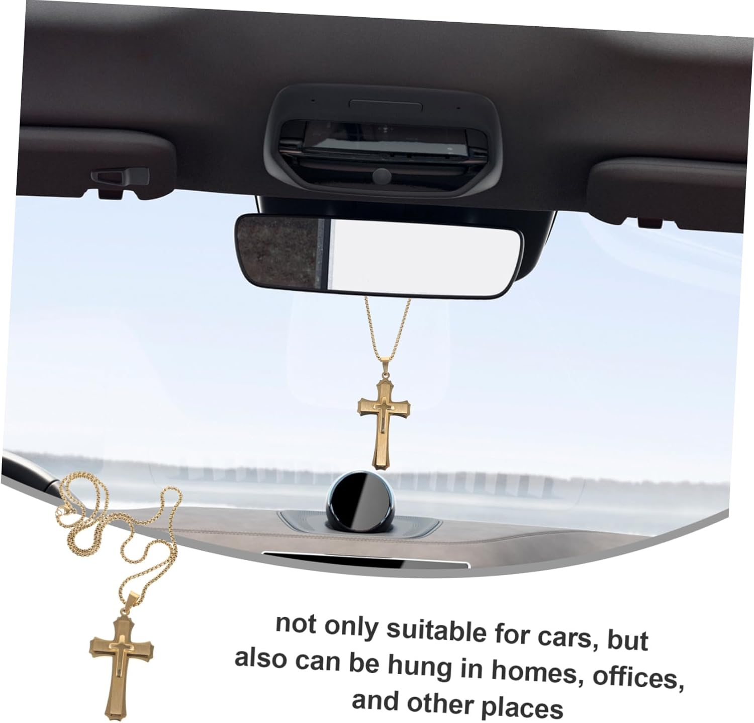 Car Cross Mirror Pendant Car Accessories Cross Car Ornament Car Hanging Ornament Car Mirror Hanging Decoration Rear View Mirror Ornament Car Supply Car Decoration Plaster Metal image number 6