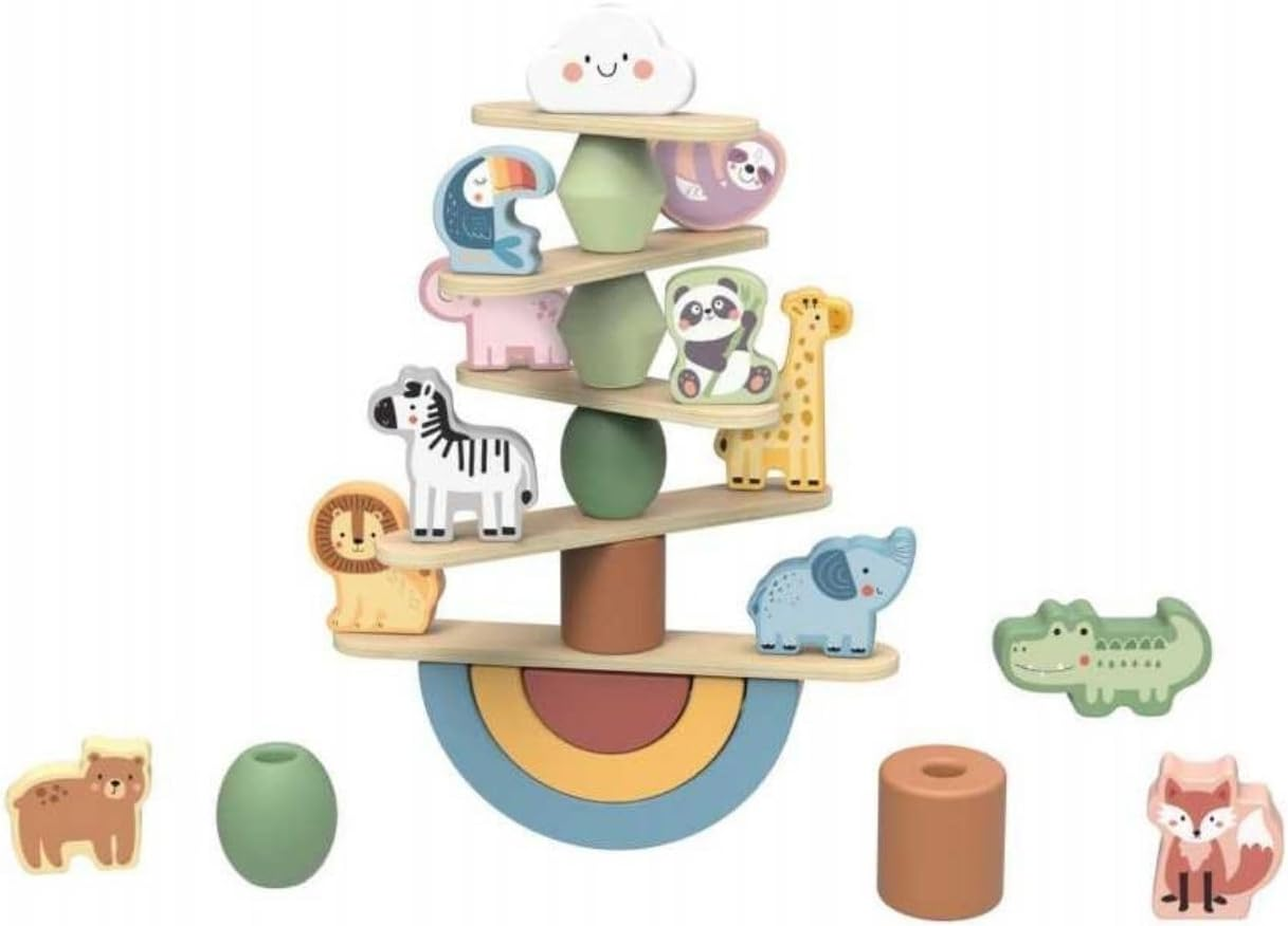 Tooky Toy My Forest Friends Stacking Animals | FSC Certified Wooden Balancing & Lacing Game | Fine Motor Skill Toy for Toddlers & Kids | Child-Safe Non-Toxic Paint | Ages 3+ | Imaginative Play Set image number 6