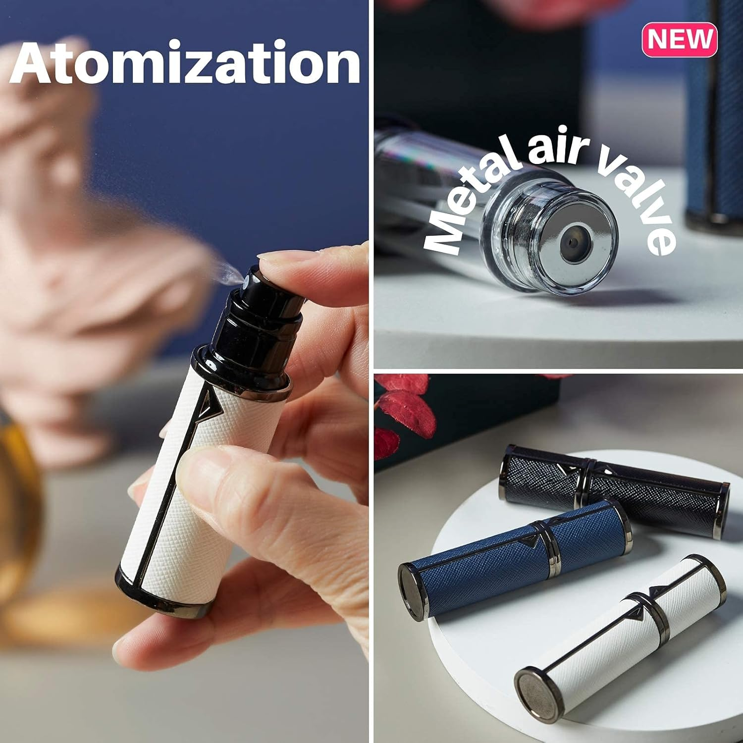 BRARIOS Refillable Portable Mini Perfume Atomiser for Travel, 5Ml Luxury Empty Leakproof Pump Perfume Spray Bottle Atomiser for Man and Woman (White(Bk)) image number 4