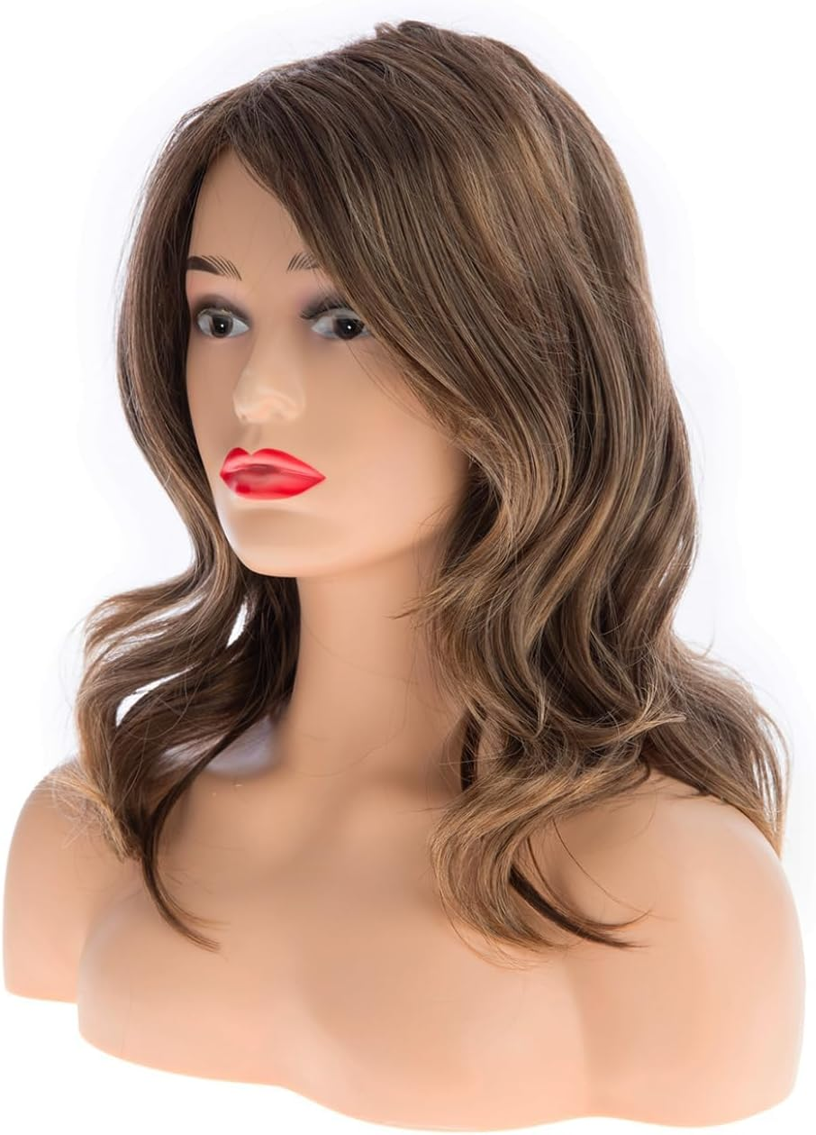 Beweig Brown Wig with Bangs for Women, Natural Curly Bob Wig with Side Bangs, Synthetic Heat Resistant Wigs for Daily Party image number 3