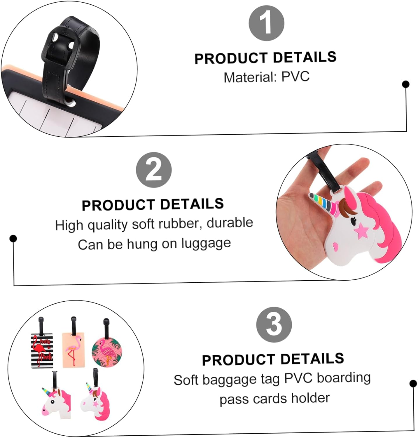 FRCOLOR 5Pcs Adorable Flamingo Luggage Tags for Boys and Girls Travel Suitcase Baggage Tags Id Labels