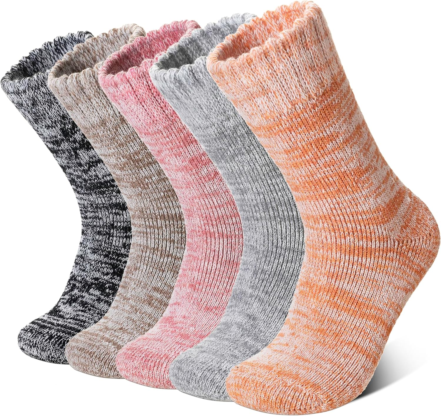 Merino Wool Socks for Women 5 Pairs Warm Winter Hiking Thick Thermal Cozy Boot Work Soft Ladies Crew Socks