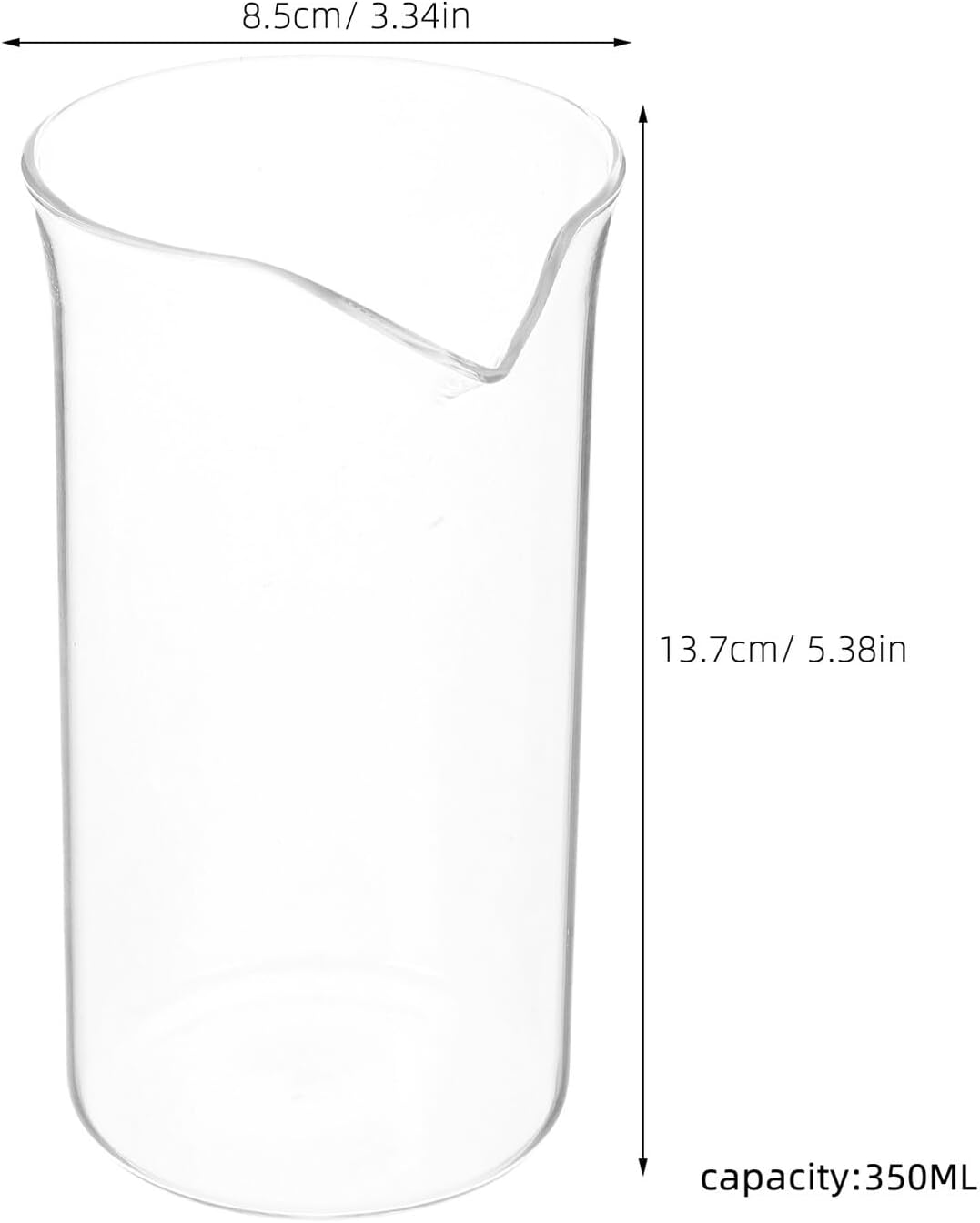 TEHAUX Coffee Press Replacement Cup Glass Beaker for Coffee and Tea Makers Narrow Spout Design Easy Installation Brewing Mug