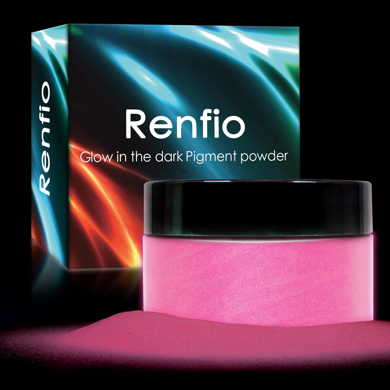 Renfio 3.5Oz/100G Glow in the Dark Pigment Powder, Luminous Powder Resin Color Pigment, Fluorescent Pigment Dye for Epoxy Resin, Slime, Acrylic Paint, Nail, Fine Art - White to Mint