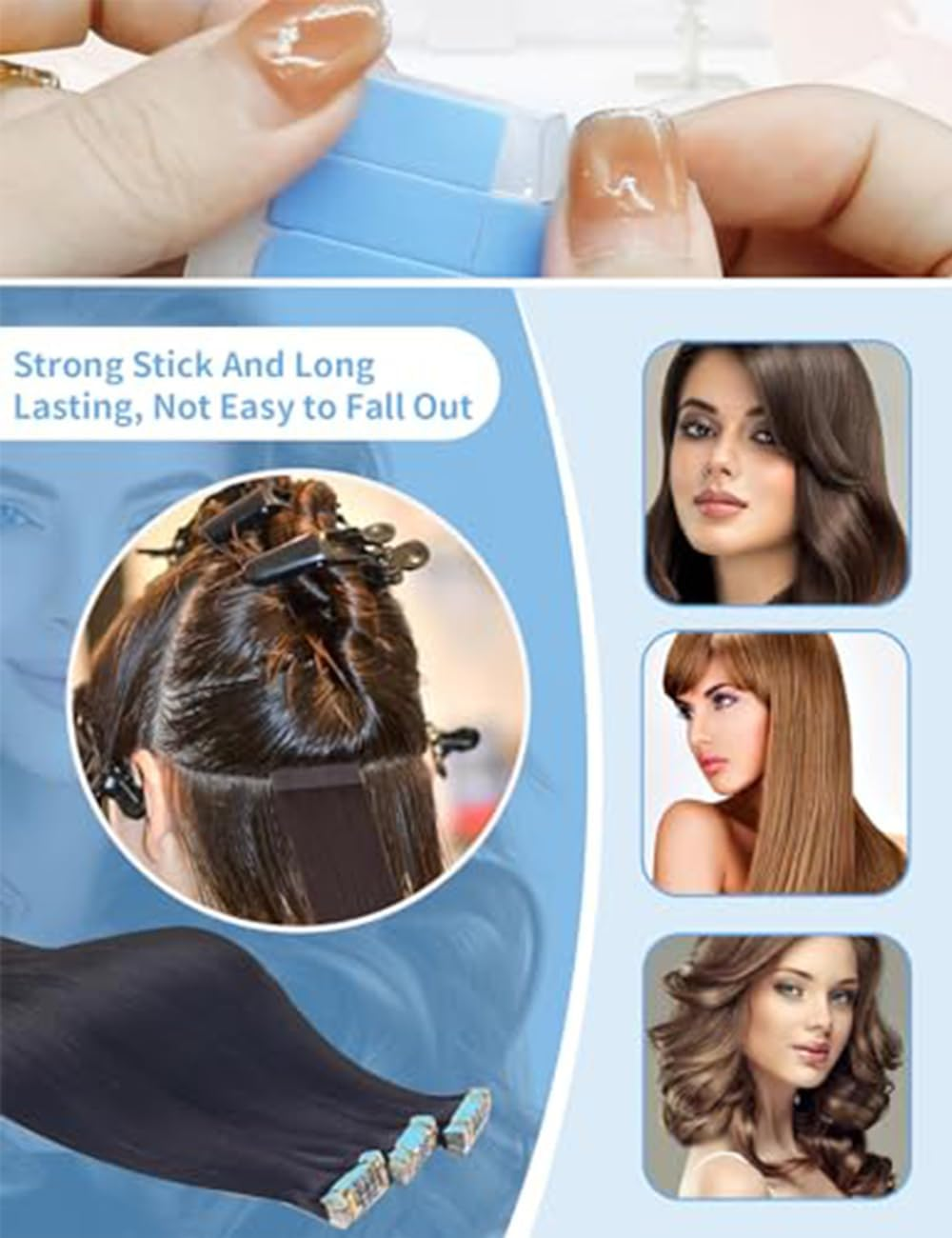 120 Pieces Hair Extension, Reel-In Tape in Hair Extensions Human Hair, Powerful Residue-Free Double Sided Tape, for Hair Extensions image number 5