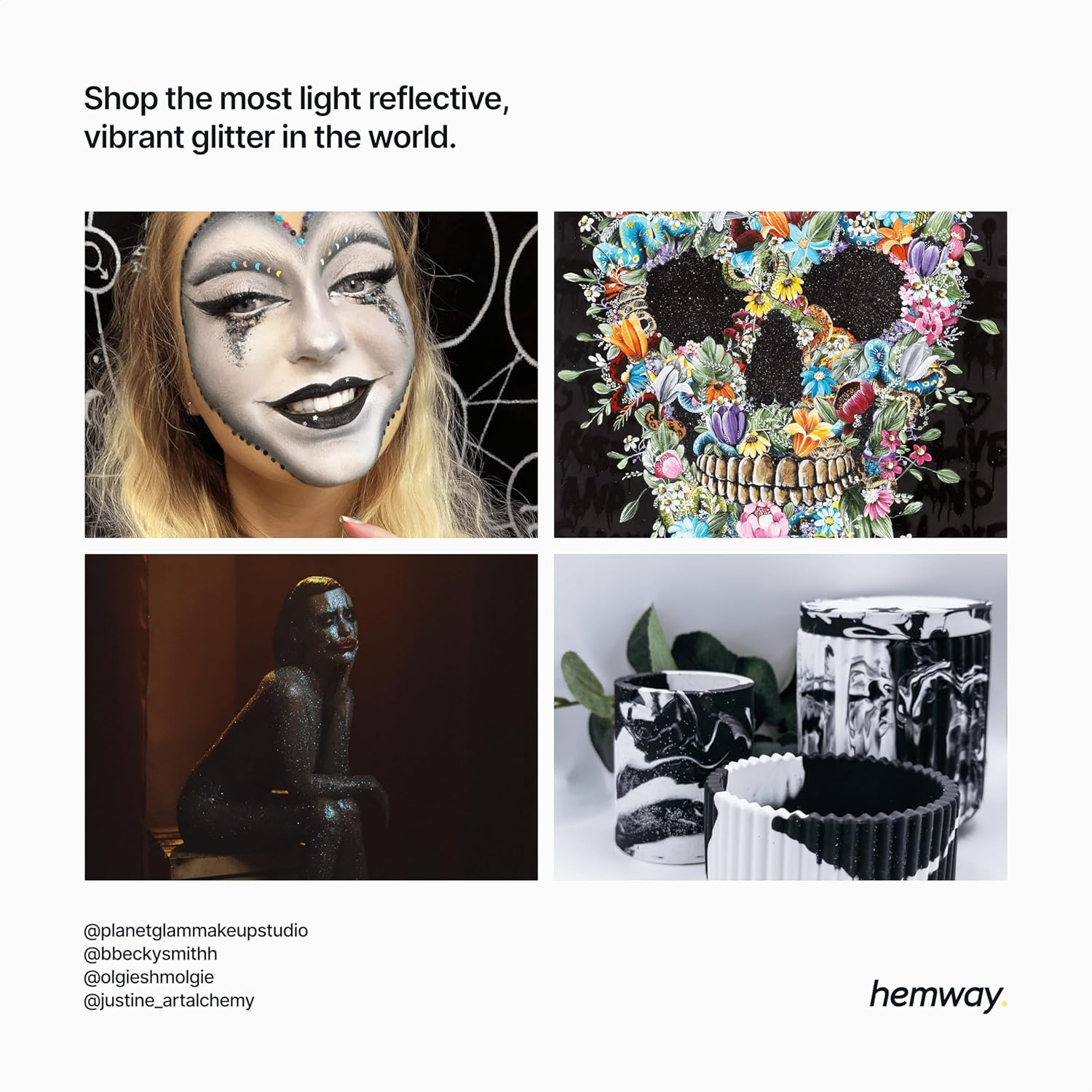 Hemway Premium Ultra Sparkle Glitter Multi Purpose Metallic Flake for Arts Crafts Nails Cosmetics Resin Festival Face Hair - Gun Metal Grey Holographic - Ultrafine (1/128" 0.008" 0.2Mm) 100G / 3.5Oz