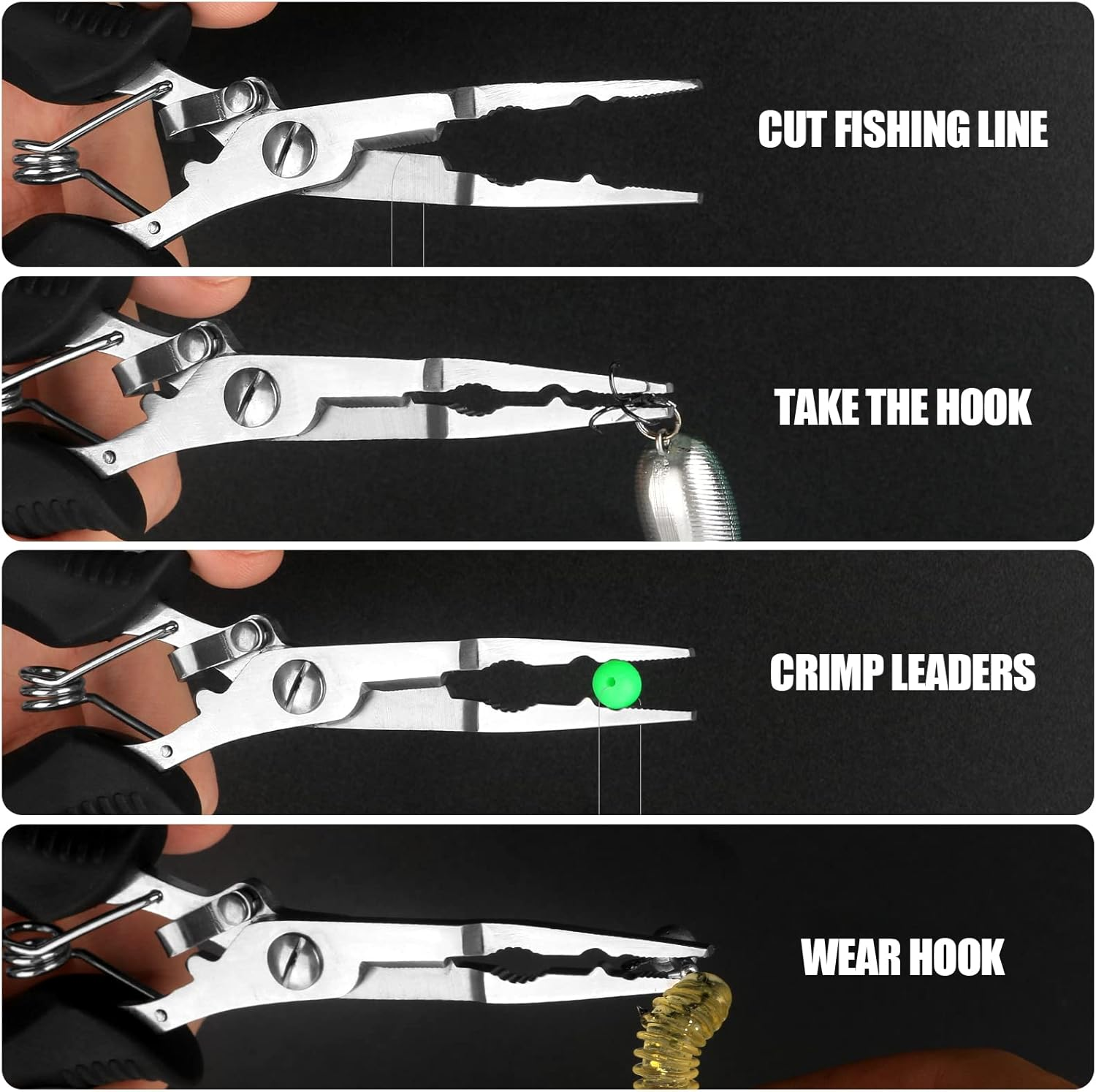 Hikary Long Nose Fishing Pliers,Ice Fishing Gear,Stainless Steel Hook Remover Braid Cutter Rustproof Fishing Multi-Tools Fishing Gripper for Freshwater Saltwater