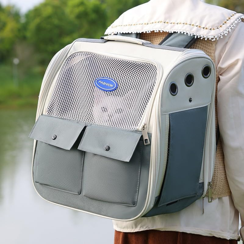 Pet Backpack Carrier for Cats, Small Pets Dogs Rabbit up to 16 Pounds, with Soft Cushion Collapsible Breathable Ventilated Design,Safety Straps, Backpack Designed for Travel, Hiking, Walking image number 3