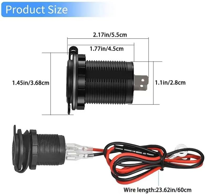 STR 12V Cigarette Lighter Socket Car Marine Motorcycle ATV RV Lighter Socket Power Outlet Socket Receptacle Waterproof Plug 3Pack image number 2