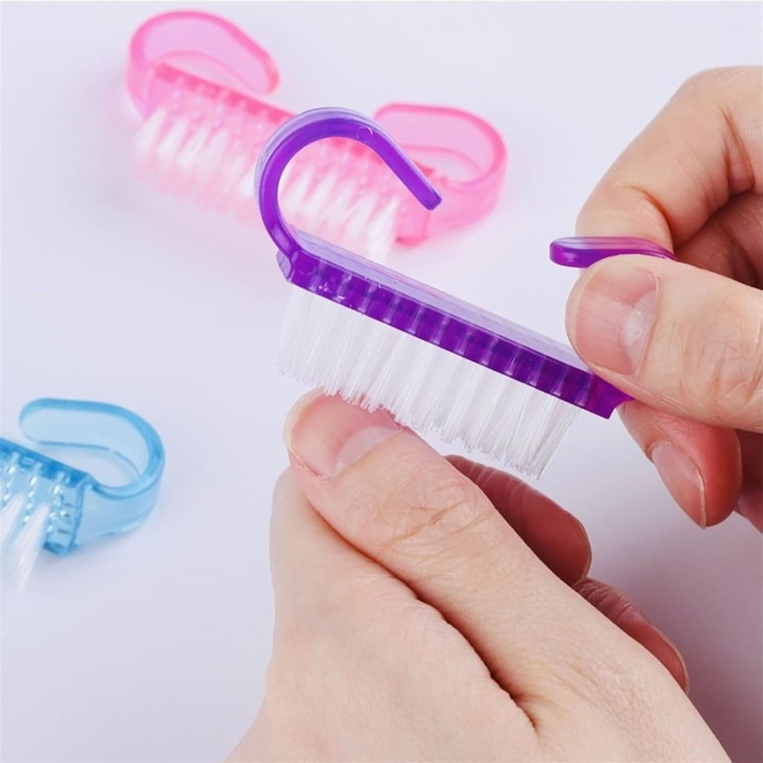 24 Pcs Nail Cleaning Brush with Handle Grip, Fingernail Scrub Cleaning Brushes Manicure Dust Brush Pedicure Scrubbing Tool for Toes and Nails, Home Garden Use image number 3