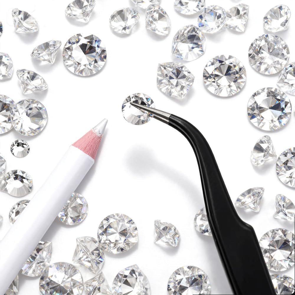 2000Pcs Glass Rhinestones with Tweezers and Nail Rhinestone Picker,Flatback Crystals Diamond for Bedazzling Crafts, DIY Nail Art Makeup,Clothing Shoes image number 1
