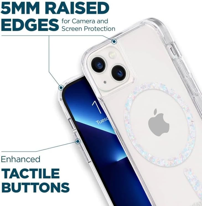 Case-Mate Iphone 14 plus Case - Clear Twinkle Diamond [10Ft Drop Protection] [Compatible with Magsafe] Magnetic Cover with Cute Bling Sparkle for Iphone 14 plus 6.7", Anti-Yellow, Anti-Scratch, Slim - Karat Onyx image number 4