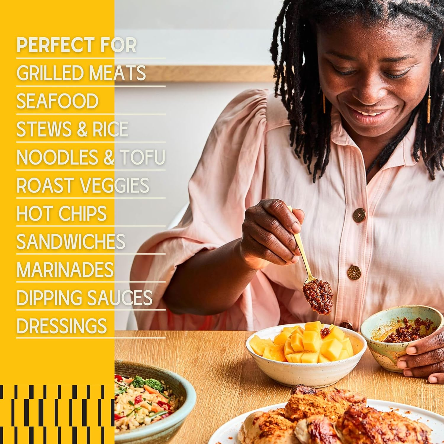 Coast of Gold Shito Medium Spicy Pepper Sauce, 190G, Bold Sweet & Smoky Flavours, Moderate Heat, Versatile Marinade, Dip, or Topping, Authentic West African Cuisine (Medium, 1X 190G Jar) image number 5