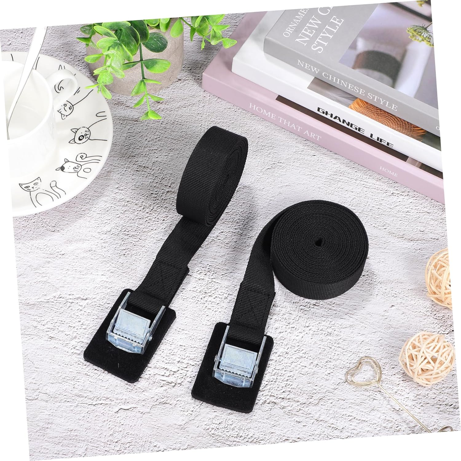 Tofficu 6 Pcs Adjustable Nylon Straps with Buckles 25Mm X 3M Cargo Tie Bands for Packing and Luggage Securement Black Sturdy Cinch Strap Set for Travel and Storage