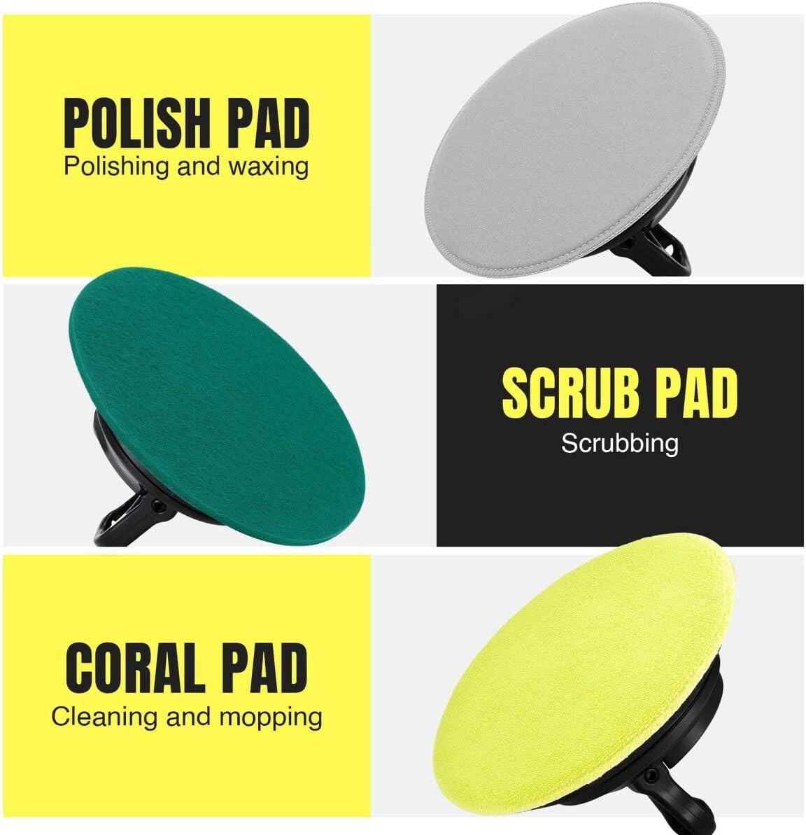 AUSWAY 4-In-1 Floor Spin Mop Cleaner Electric Cordless Spinning Scrubber Polisher Sweeper Waxer Washer Cleaning Machine Washing Pads for Hard Wood Tile Marble image number 4