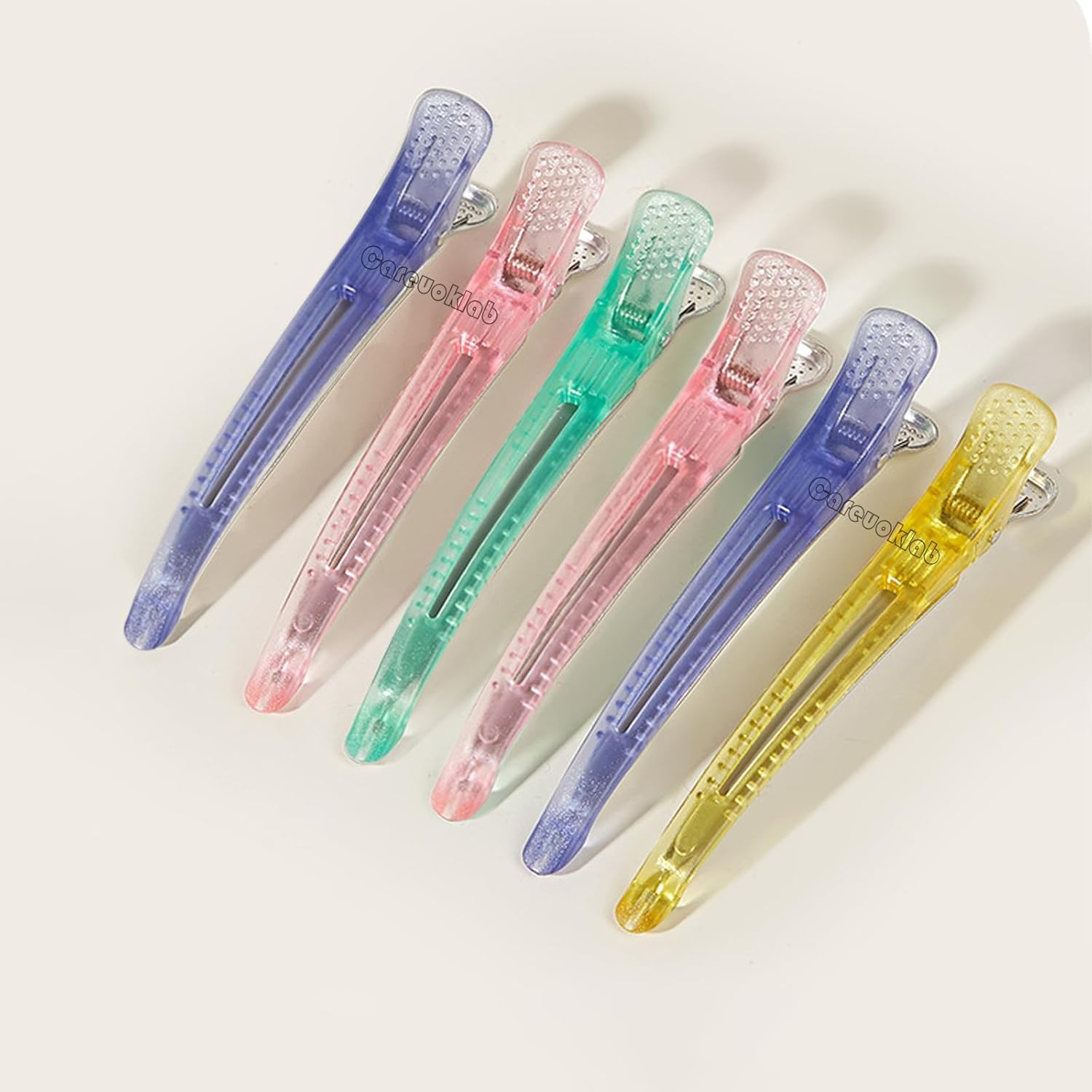 6 Pack Duck Bill Clips for Styling and Sectioning, Non-Slip with Silicone Band, No-Trace Duckbill Alligator Hair Clips for Thick & Thin Hair-Professional Salon Hair Clips