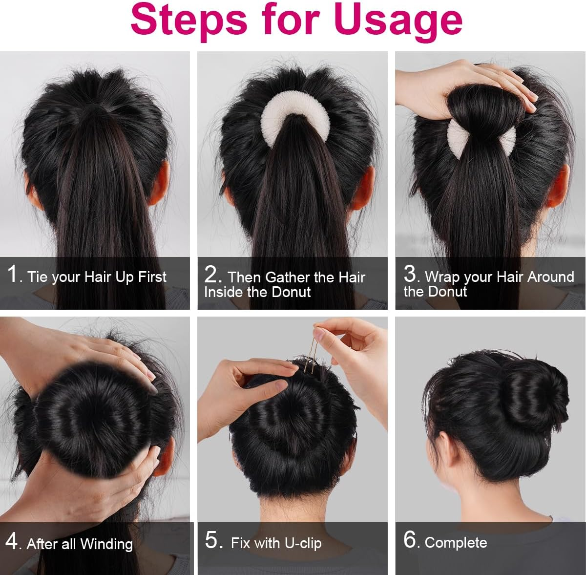 URAQT Hair Donut Bun Maker Set, 4 Pcs Ring Style Donut Bun Shaper with 30 Hair Pins, Blonde Chignon Doughnut Bun Hair Accessories for Girls Kids Women DIY Chignon Hair Styles image number 5