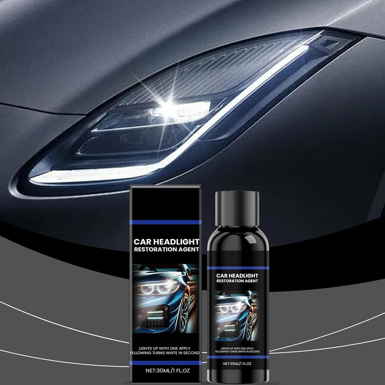 Ungtyb Headlight Restorer - Auto Headlamp Care Agent | 4-In-1 Waterproof Gentle Headlight Restoration Agent for Vehicle, Truck, Automotive Lens Repair image number 3