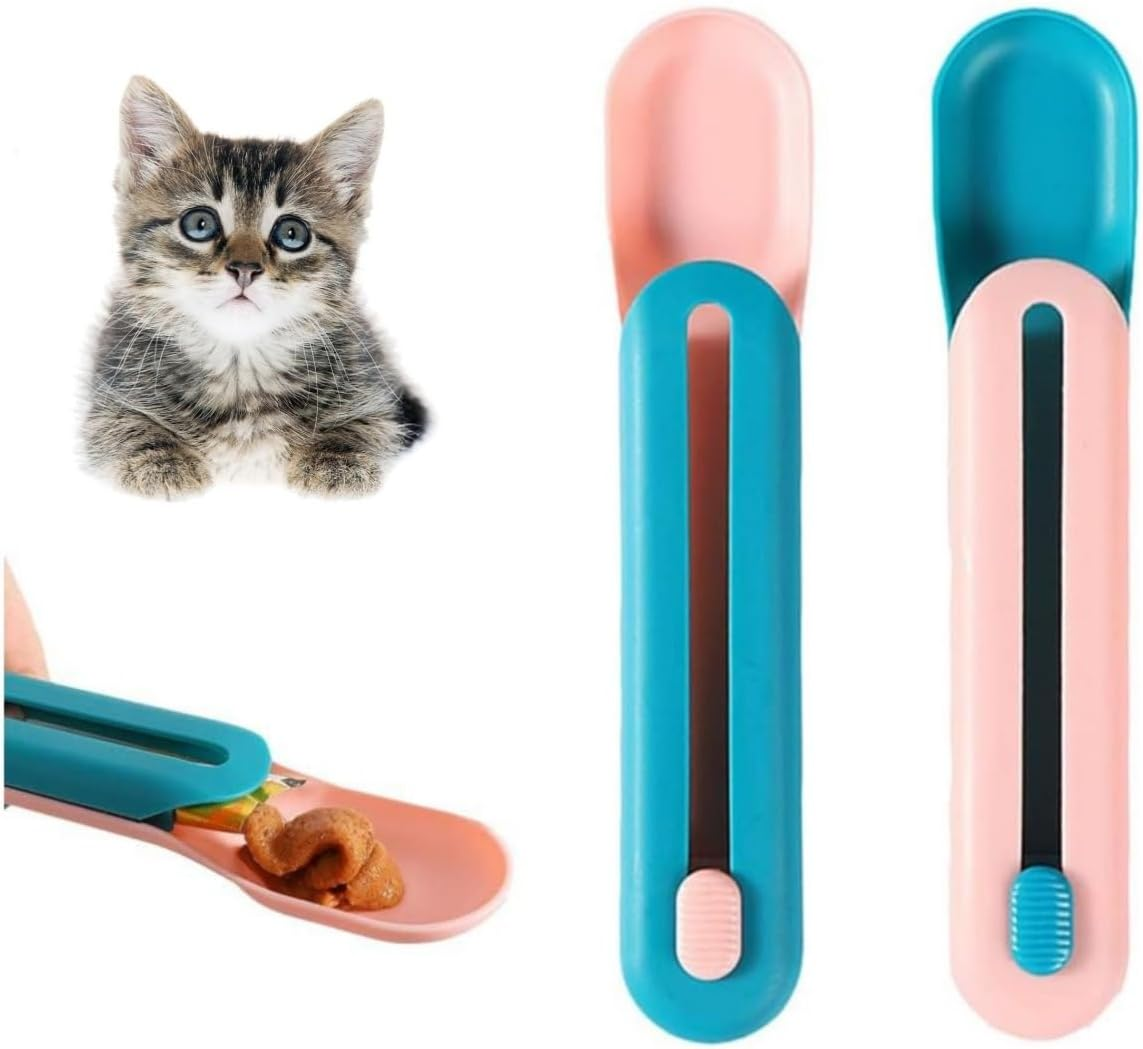 Taicols Cat Strip Squeeze Spoon, 2 Pcs Pet Feeder Lickable Cat Snack Scoop, Pet Food Spoon, Cat Strip Feeder Wet Treat Cat Feeder Spoon, Detachable Cat Wet Food Spoons Multifunctional Feeding Tool (1)