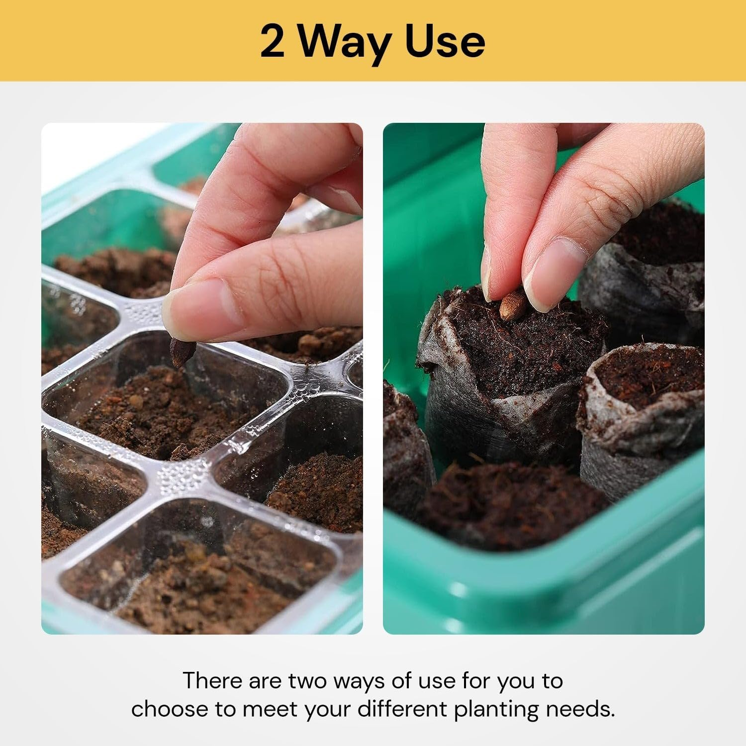 EZONEDEAL 13 Pack Seed Starter Tray 156 Cell Plant Starter Kit Growing Trays Seed Germination Kit with Humidity Dome and Base for Greenhouse Grow Wheatgrass Hydroponic Garden Tools (12 Cells per Tray)