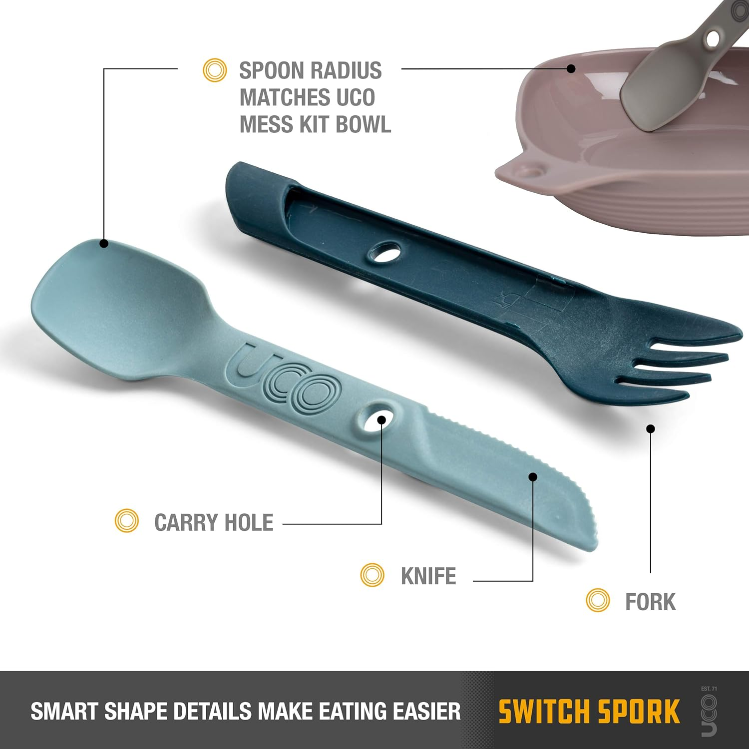 UCO Switch Spork 2-Piece Integrated Camping Utensil Set image number 1