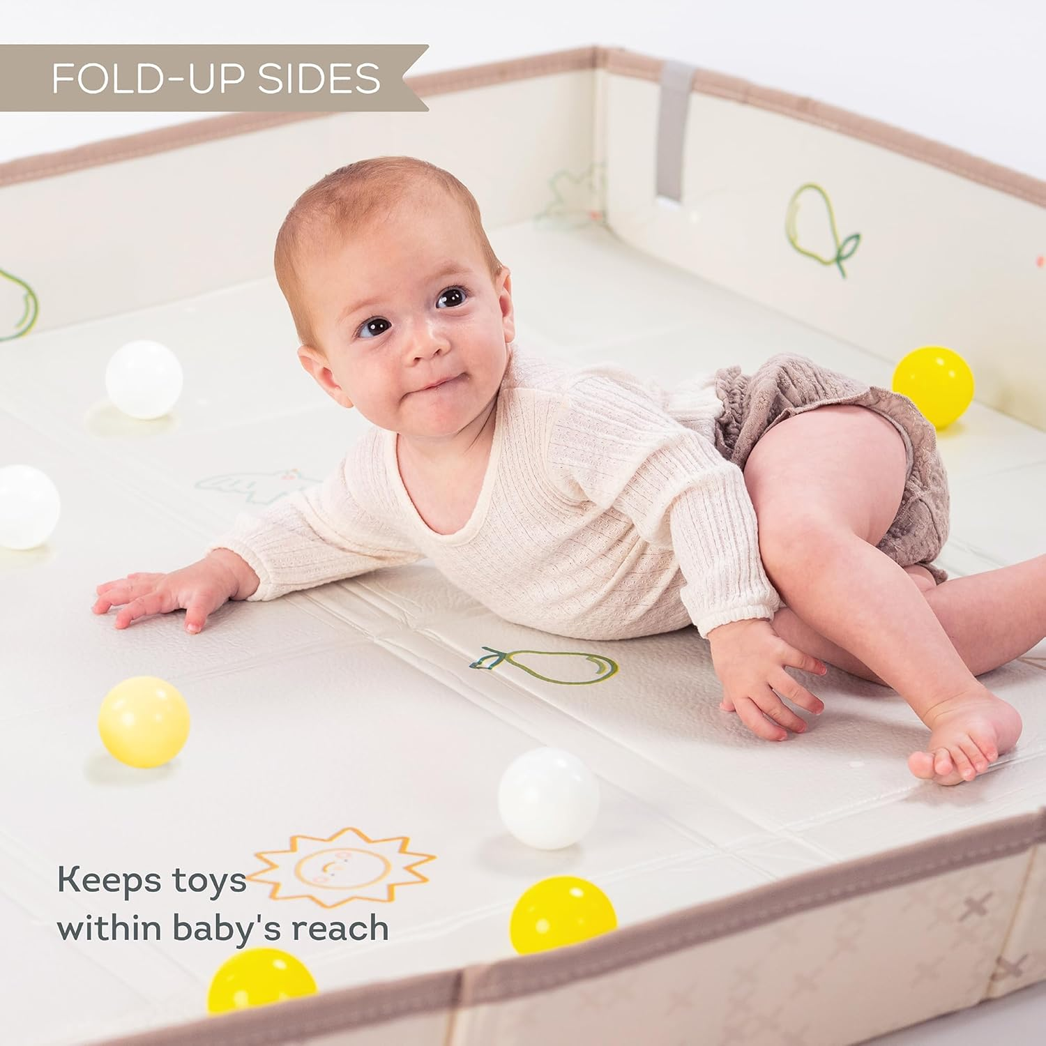 Taf Toy Fold 'N Fun Waterproof Baby Mat with Fold up Sides, Includes 12 Colourful Balls image number 1