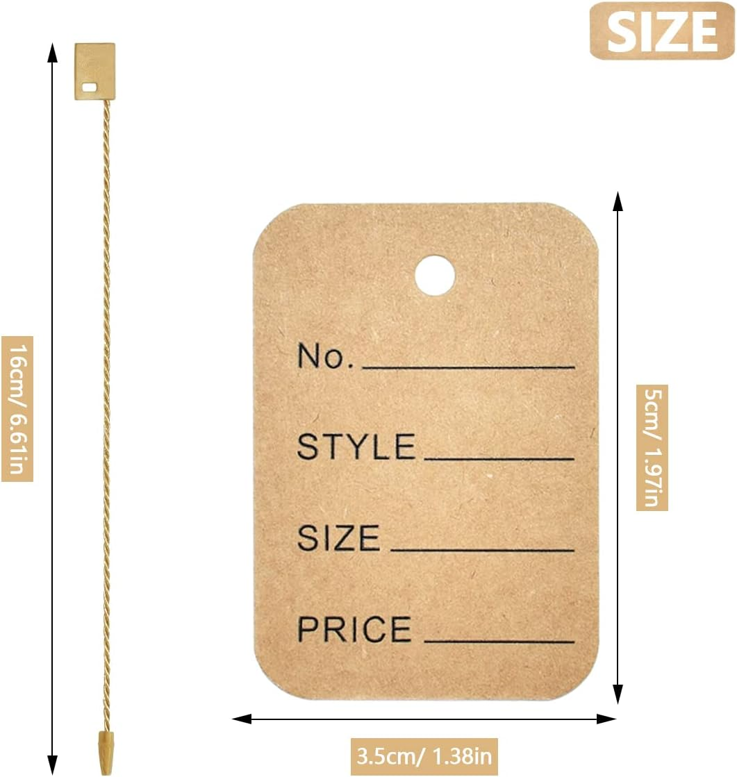 1000 Pcs 7 Inch Hang Tag String and Price Tags, Store Clothing Unstrung Coupon with Nylon String Snap Lock Pin Loop Fastener Hook Ties for Clothes Retail Store (Brown) - Brown image number 6
