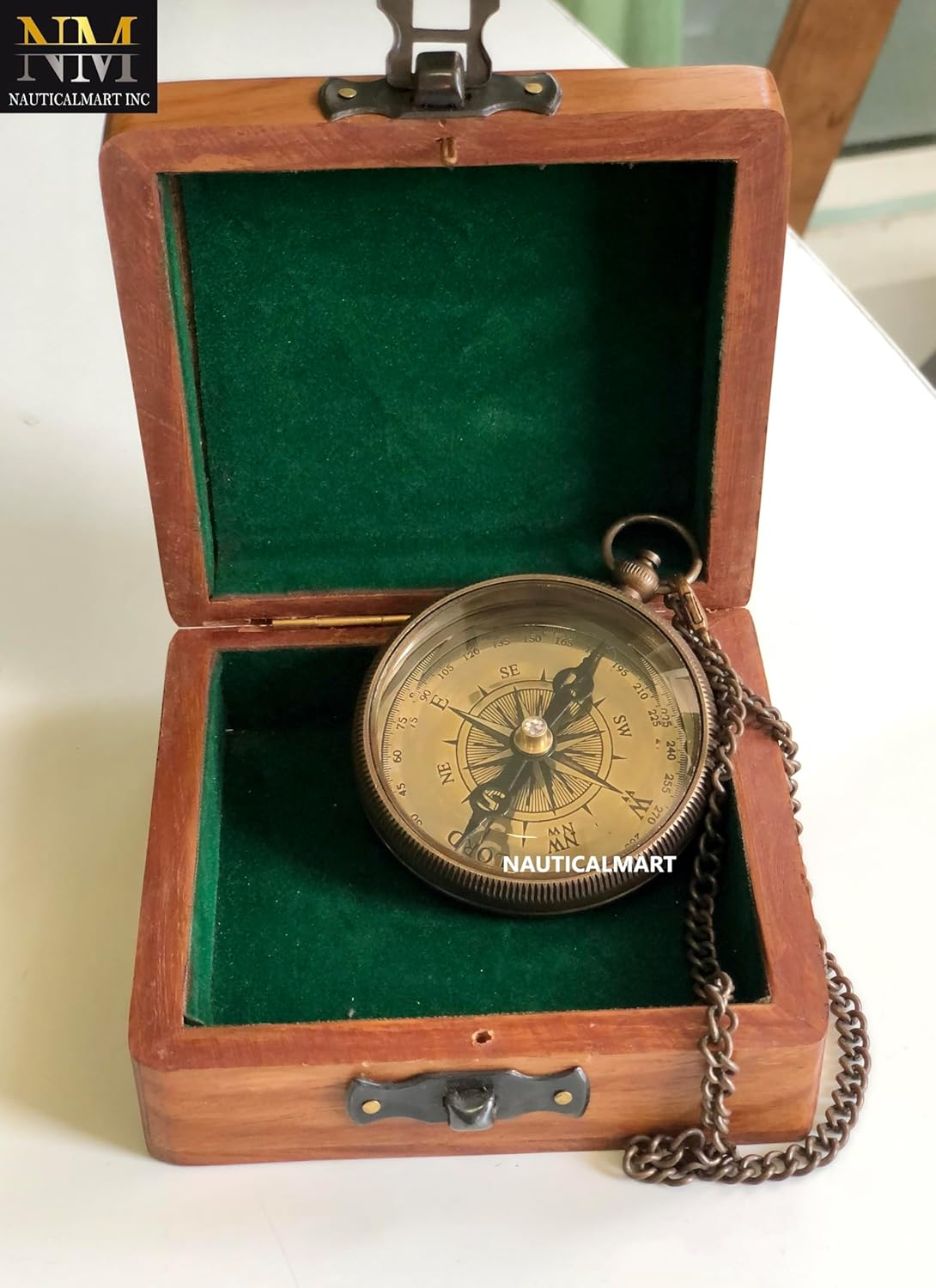 Brass Compass Gift with Display Box - Engraved Scripture Prayer Compass Religious Gift for Men & Women - Baptism, Confirmation, Communion Compass for Boys Graduation Gift image number 2