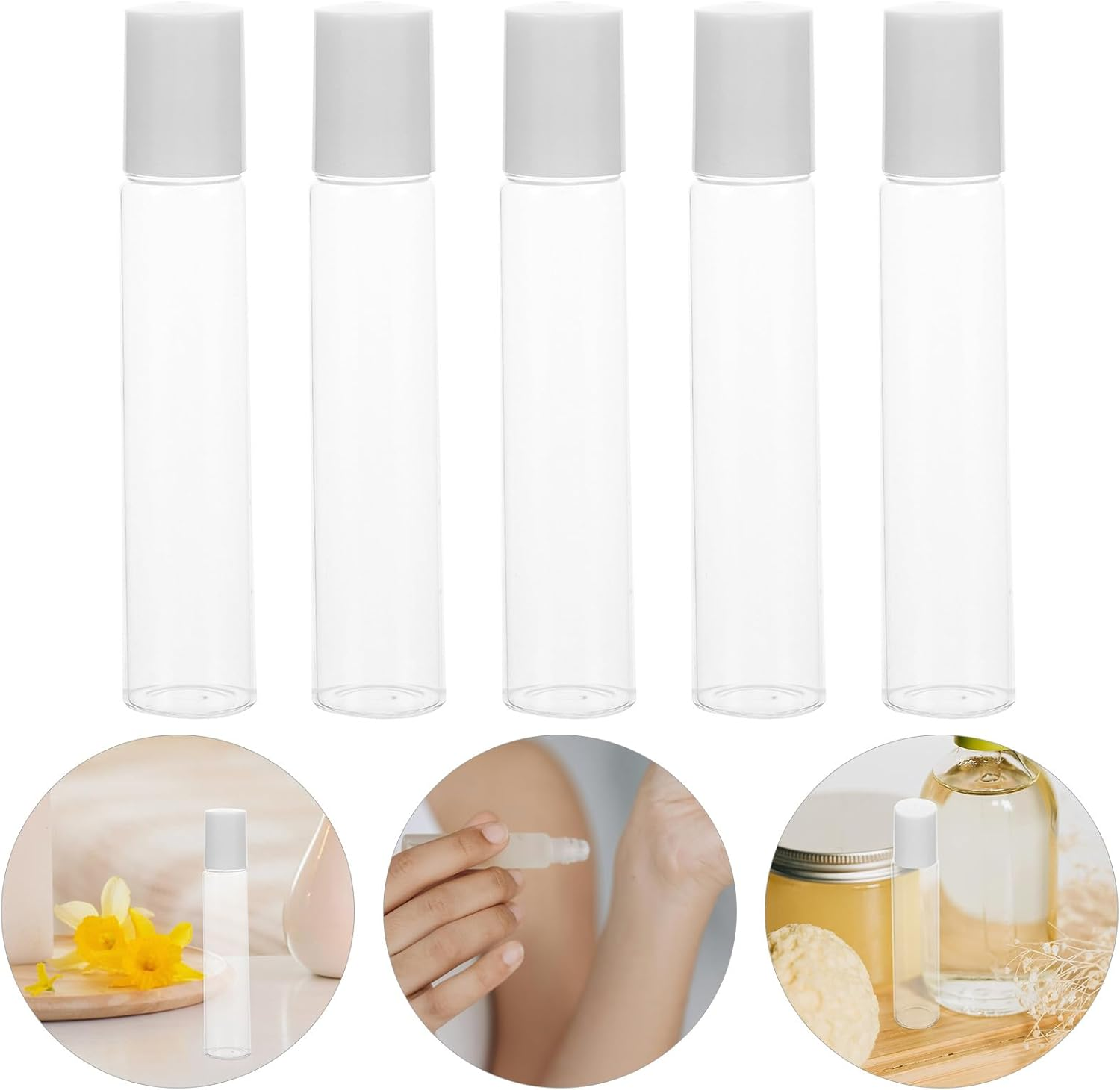 Generic 5Pcs 20Ml Refillable Glass Roller Bottles with Press Lock Essential Oil Roll-On Bottles for Travel and Skincare image number 5