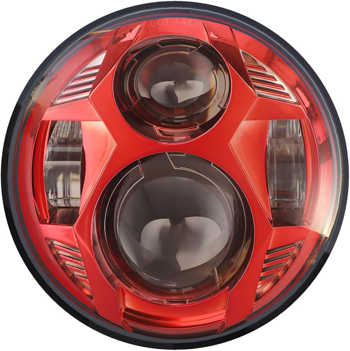 5.75 Inch round Led Headlight 51W 5-3/4" Headlight Compatible with Harley Dyna Sportster Iron 883 Street Rod Street Bob Softail Deuce Custom Super Wide Glide Motorcycle, Black