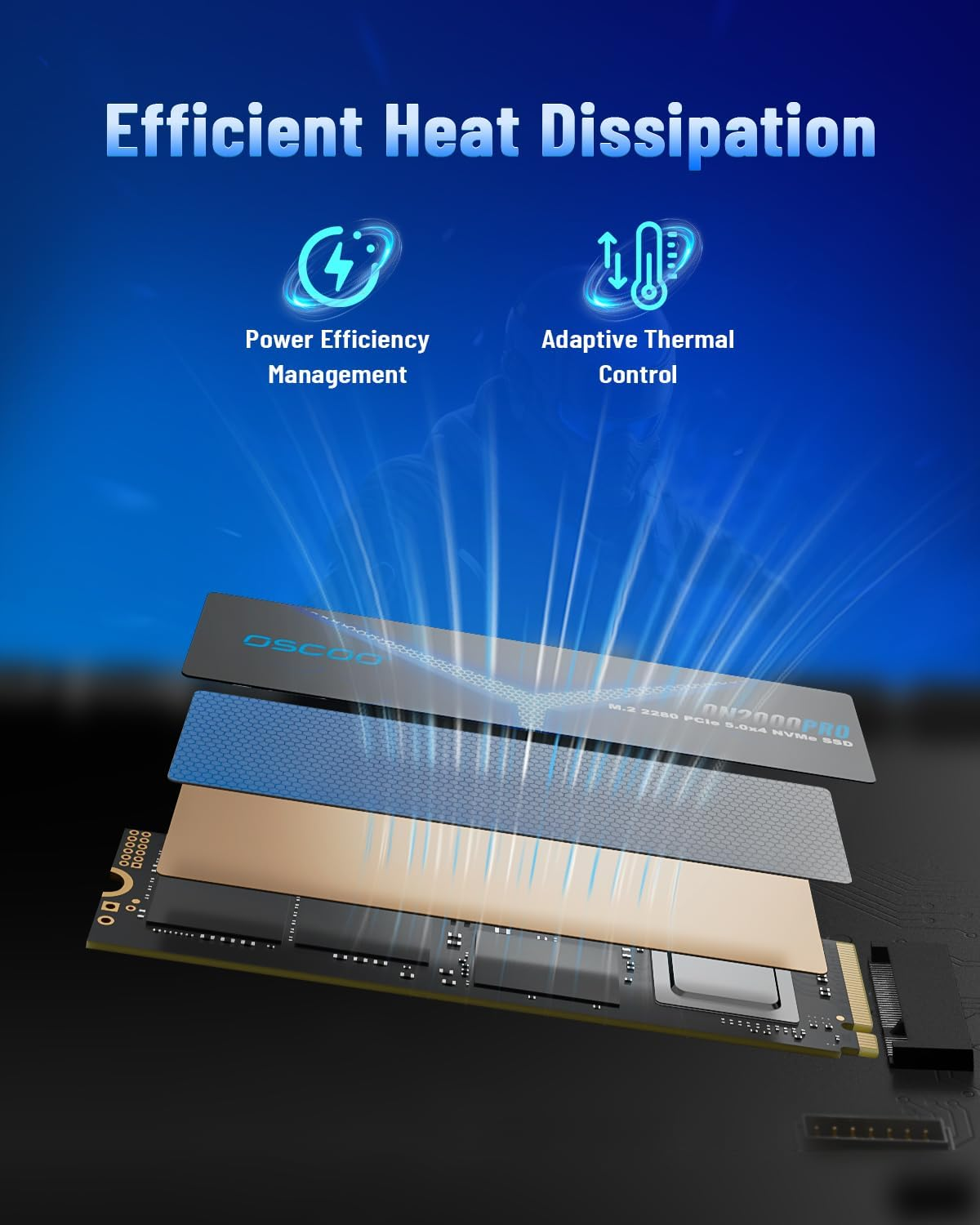 OSCOO 2TB SSD Pcie 5.0X4 M.2 2280 Seq. up to 14000/13000 Mb/S Read/Write Gen5 Nvme 3D TLC NAND High Performance Internal Solid State Drive for AI Applications, Gaming, PC, Laptop On2000Pro image number 4