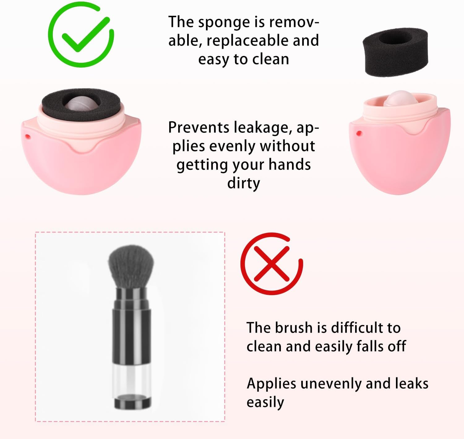 Lyreh Sunscreen Roller Applicator, Pink Sunscreen Roll Sponge Applicator Sunblock Buddy Brush Sun Cream Brush for Kids Adults Families Travel image number 1