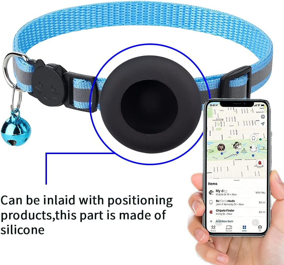 Airtag Cat Collar, Reflective Cat Collar with Bell, Reflective Collar with Safety Closure, Airtag Holder in 3/8 Inch Width, Safe, Lightweight, Comfortable image number 6