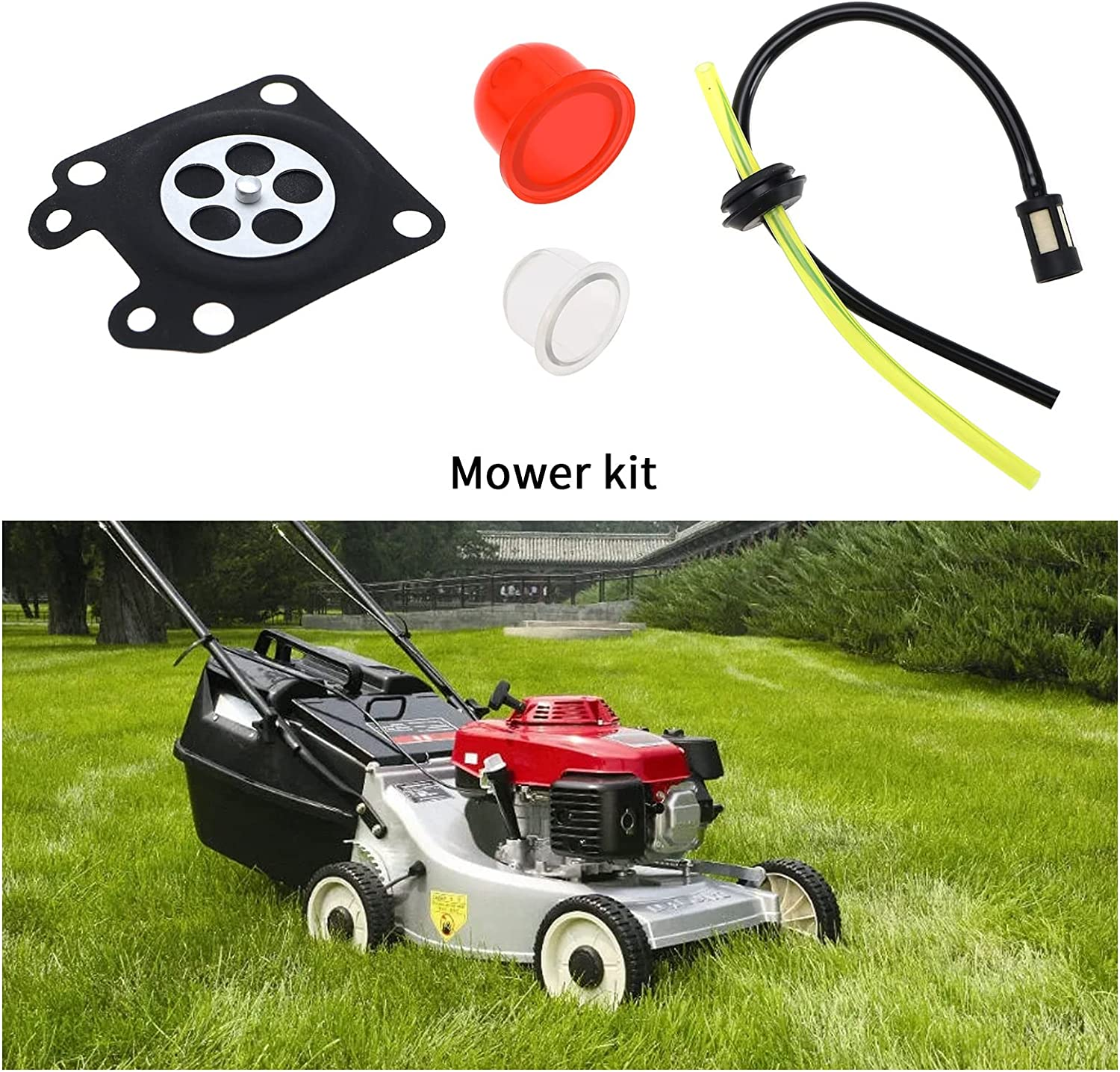 Set of 5 Fuel Lines Assembly Primer Bulb Filter Diaphragm Kit for Most Lawn Mower Brush Cutters Lawn Mower Replacement Parts image number 3