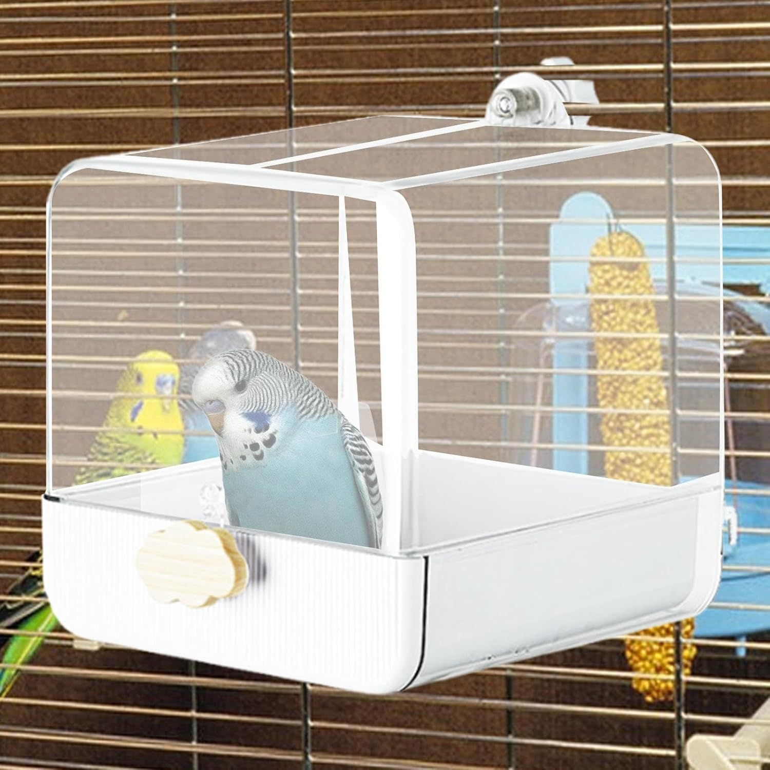 Bird Bath for Cage, Parakeet Bath, Parrot Shower, Bird Bath, Bird Cage Accessories with Hook and Bottom Drawer, Indoor Bird Bath for Small Birds, Canary Parakeets image number 4
