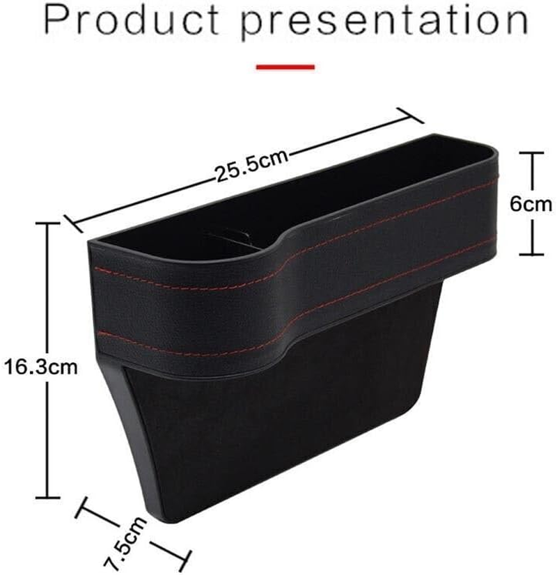 2PCS Car Seat Gap Slit Storage Organiser PU Leather Storage Box Phone Bottle Holder- Enhance Vehicle Organization & Prevent Item Slips - Black image number 4