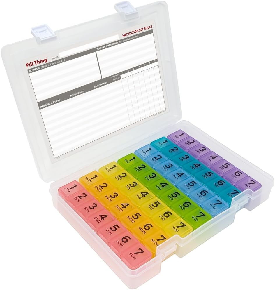 7 Times a Day Weekly Pill Box Organizer Case, Secure 7X Pillbox with Medication Schedule (7 Time-A-Day) image number 3
