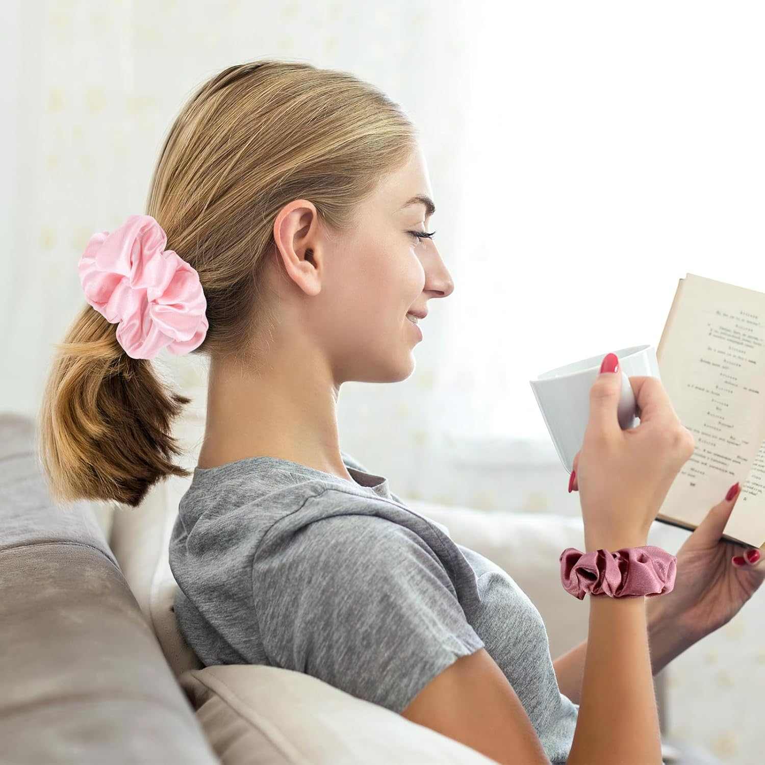 YBVABE 12Pack Silk Satin Scrunchies, Soften and Elastic Hair Scrunchies for Frizz Prevention, Satin Hair Ties for Breakage Prevention and Gentle Style, Ponytail Holder Hair Accessories Girls Ladies Women image number 2