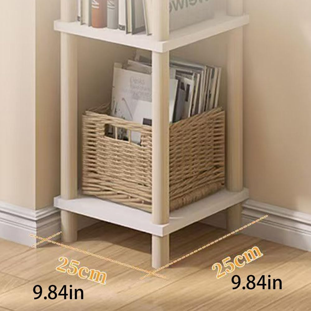Hbluefat 4-Tier Solid Wood Shelf Bookcase, Modern Open Narrow Bookshelf, Free Standing Storage Rack, Multifunctional Display Stand for Home Office (White) image number 4