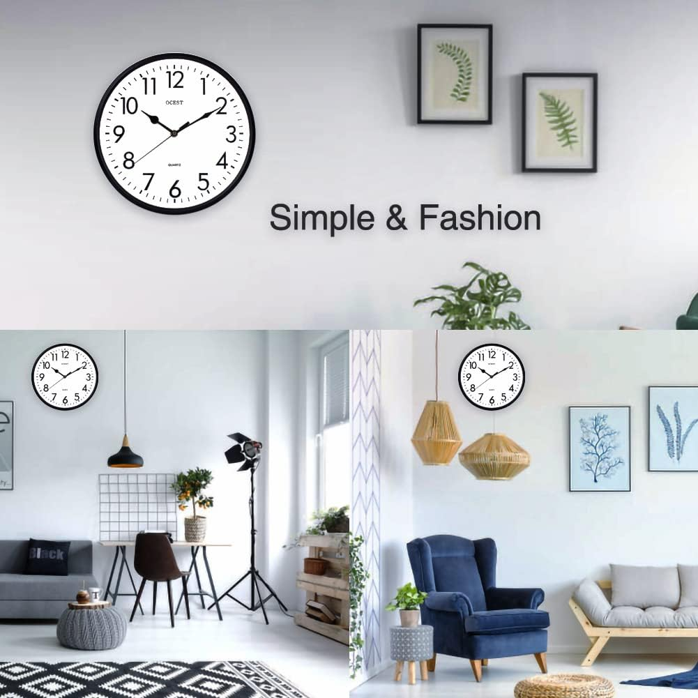 OCEST Garden Clocks Outdoor Waterproof, 12Inch Large Display Battery Operated Quartz Decorative Clock Silent Non-Ticking round Easy to Read for Pool Patio Bathroom Kitchen