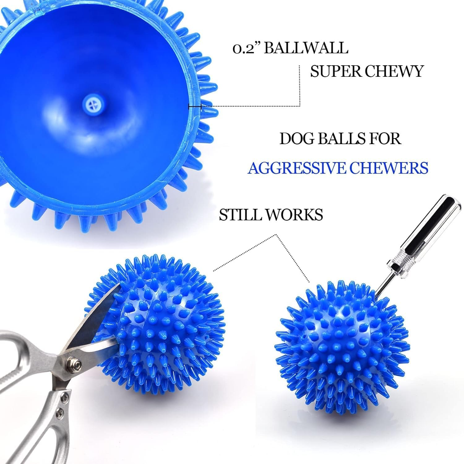 4 Pack Squeaky Dog Toy Balls for Medium Large Dogs, 3.5&rdquo;Dog Chew Toys for Teething Spiky Dog Balls for Aggressive Chewers Durable Dog Toys for Teeth Cleaning and Training (4 Colors-9Cm)