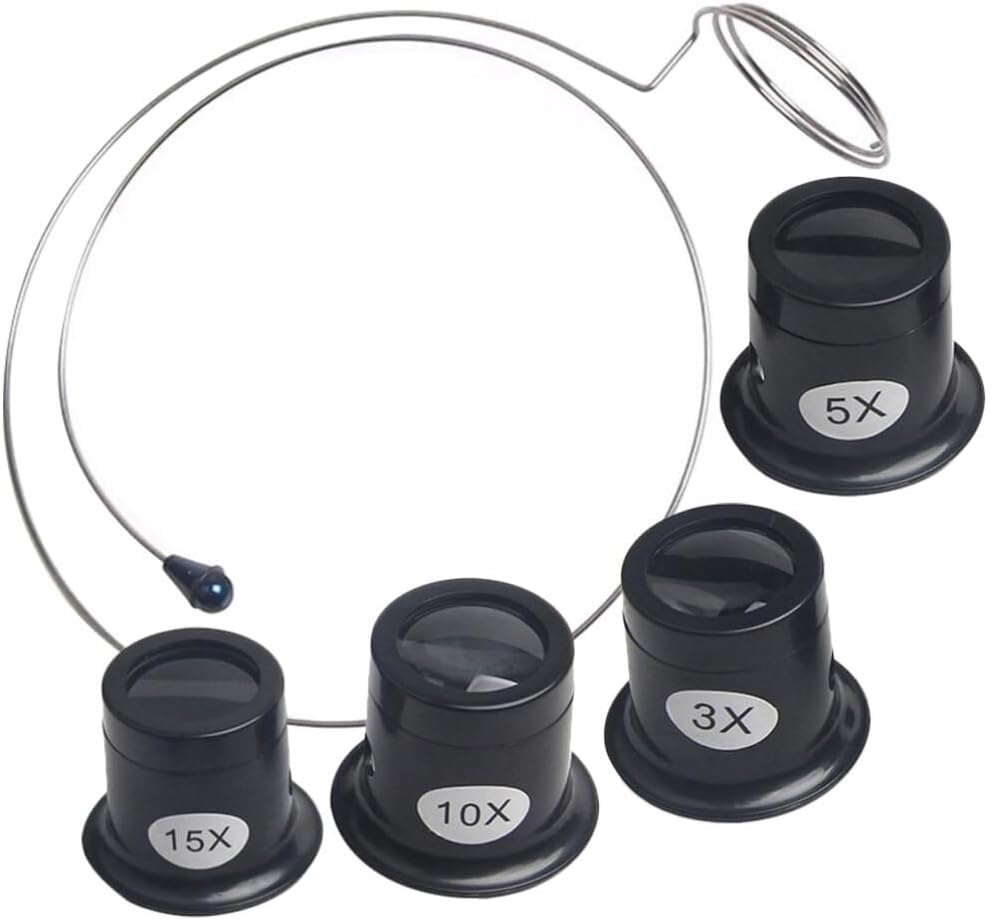 GLEAVI 4Pcs Eye Loupe Magnifier Head Mounted Magnifier Magnifying Glass Experimental Monocular Magnifier Portable Watchmaker Magnifier Lens Repair Tools with Wire Headband image number 4