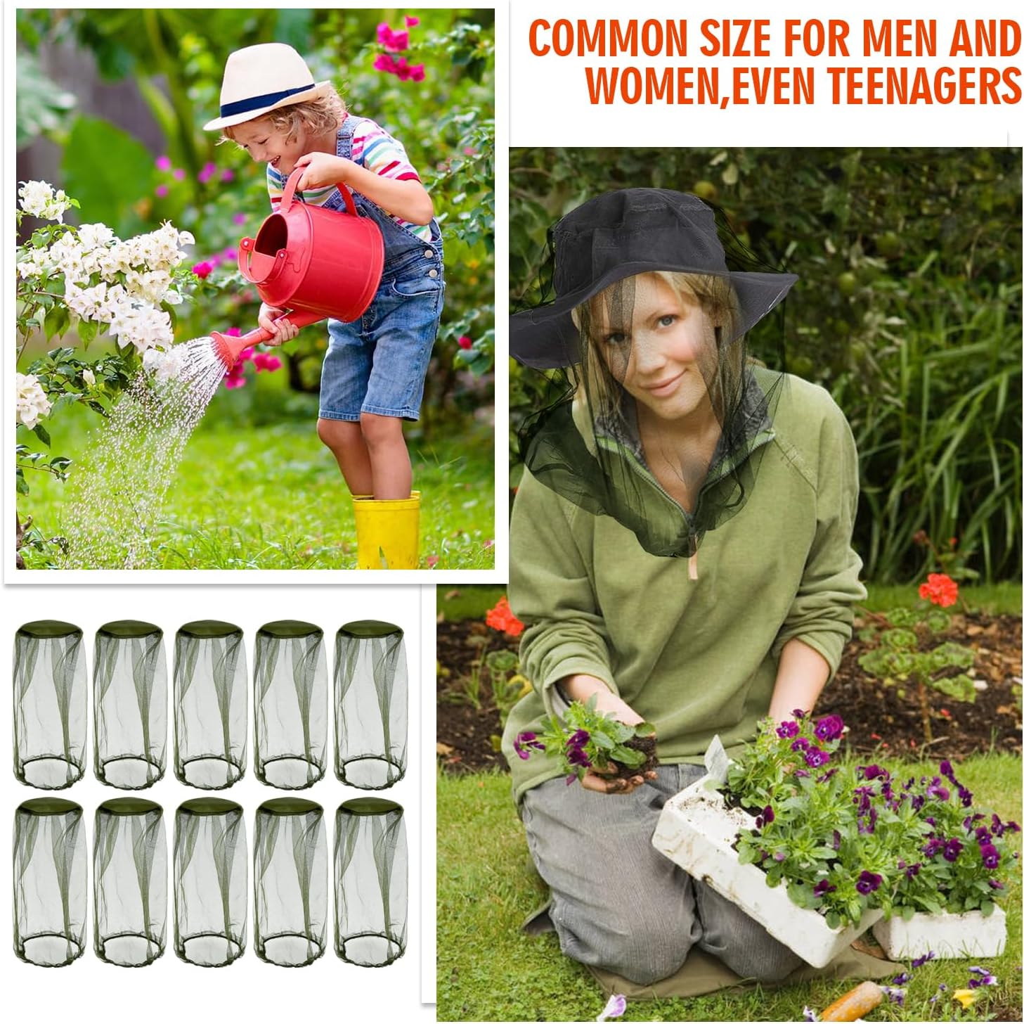 T Tersely 10 Packs of Mosquito Insect Head Net Mesh for Fly & Bug Protection from Fly Bee Bug Outdoor for Fishing Hiking Gardening Black image number 1