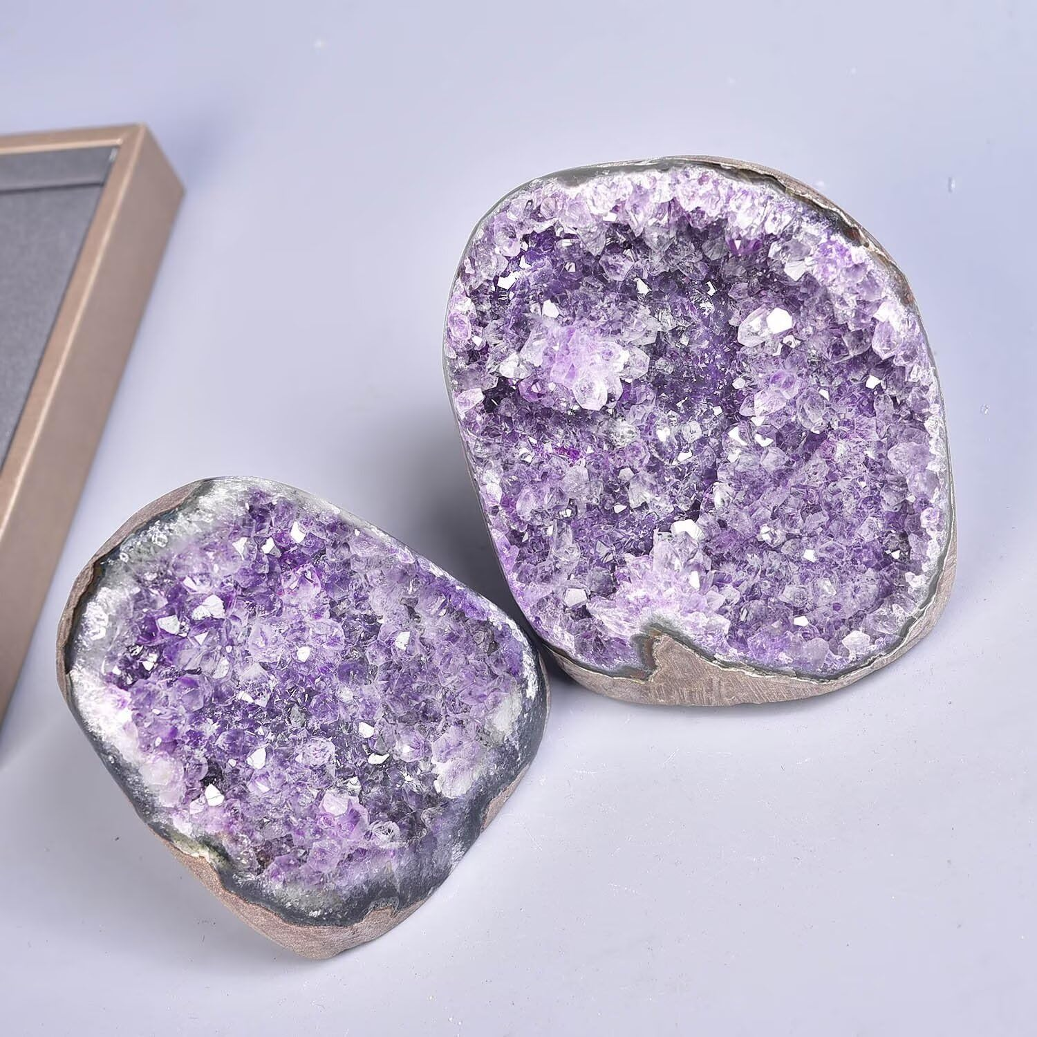 Natural Amethyst Cluster Geode Large Healing Crystal Stone Collection Mineral Specimen Home Office Decor Meditation Gifts 0.8-1.3 Pound image number 3