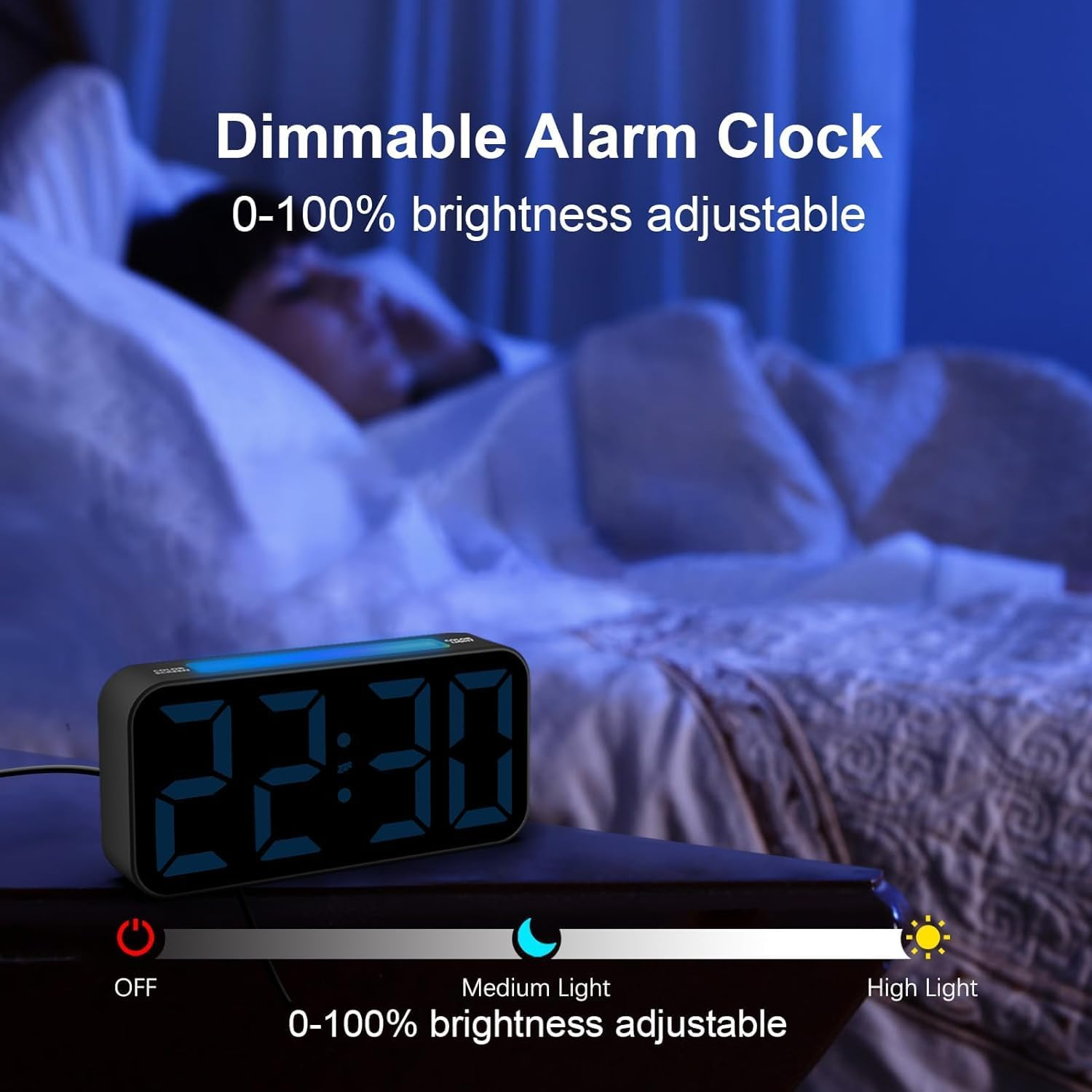 Alarm Clocks for Bedrooms Heavy Sleepers, Digital Clock with Night Light, Large Display, Dual Alarm, Snooze, Dimmable Bedside Alarm Clock for Kids Teens Boys Girls (Black) image number 1