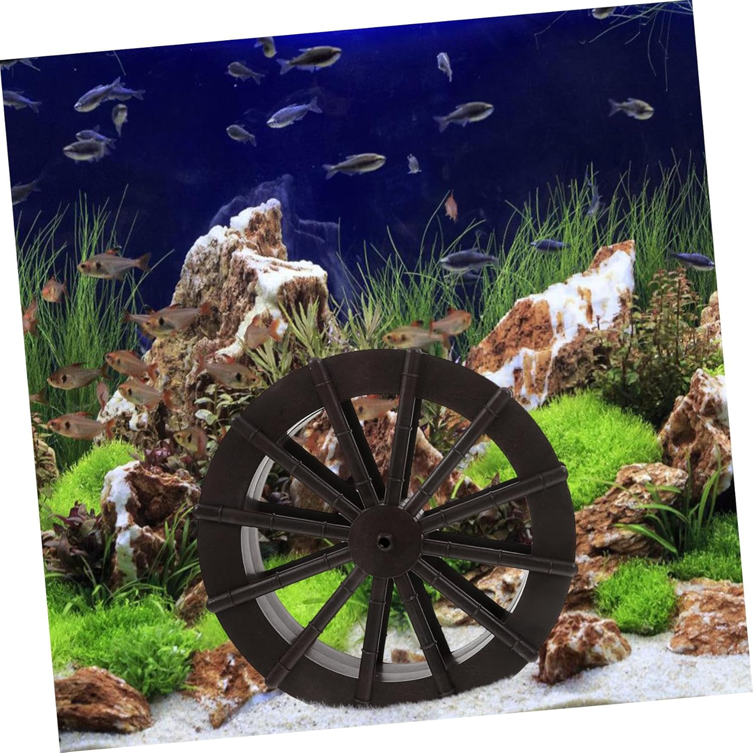 HOMOCONO 2Pcs Aquarium Windmill Water Wheel Fountain Decoration Realistic Brown Fish Tank Micro Landscape Ornament Easy to Install DIY Water Feature for Aquatic Environments image number 6