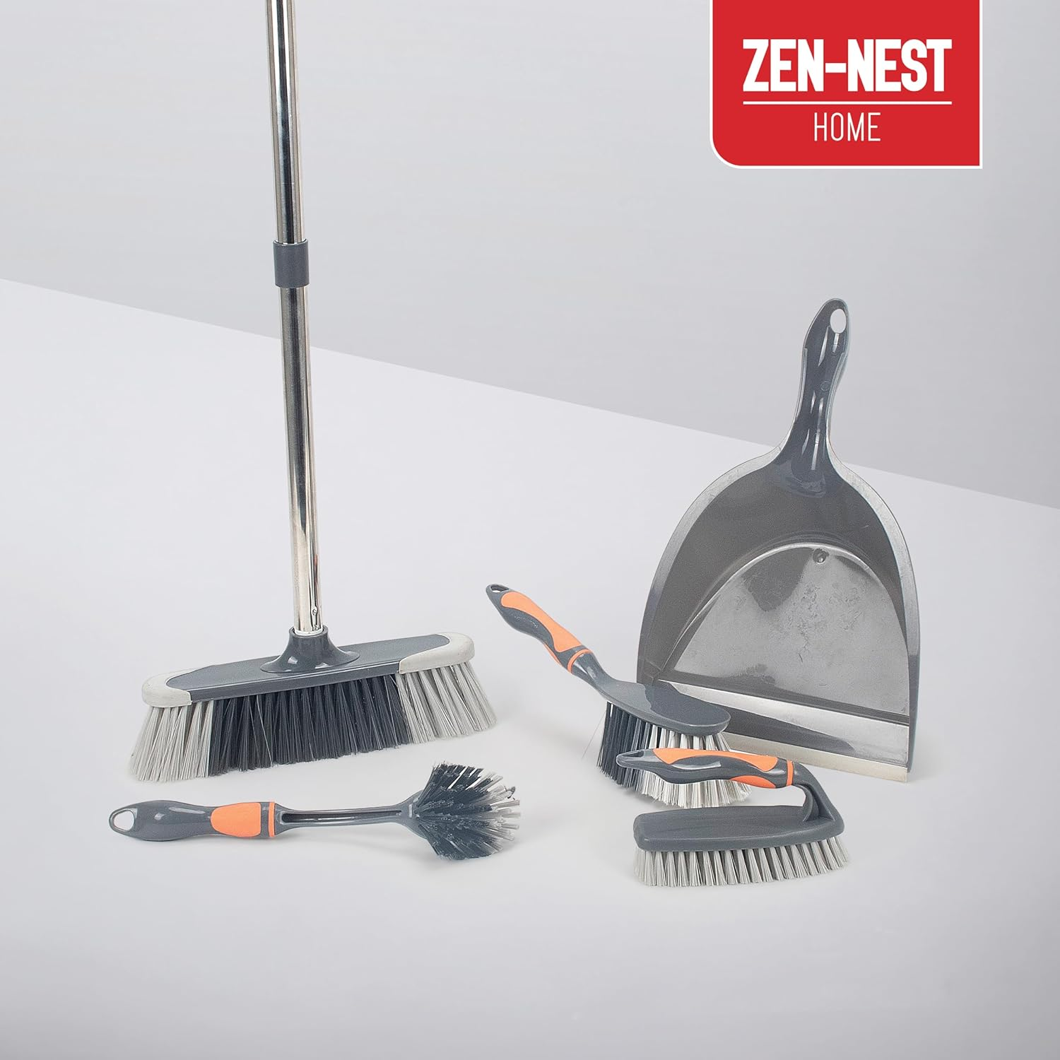 Zen Nest 5-In-1 Complete Cleaning Set &ndash; Multi-Purpose Home Cleaning Tools Kit with Broom, Dustpan, Mop & More &ndash; Space-Saving, Durable & Easy to Store (5Pcs) image number 5