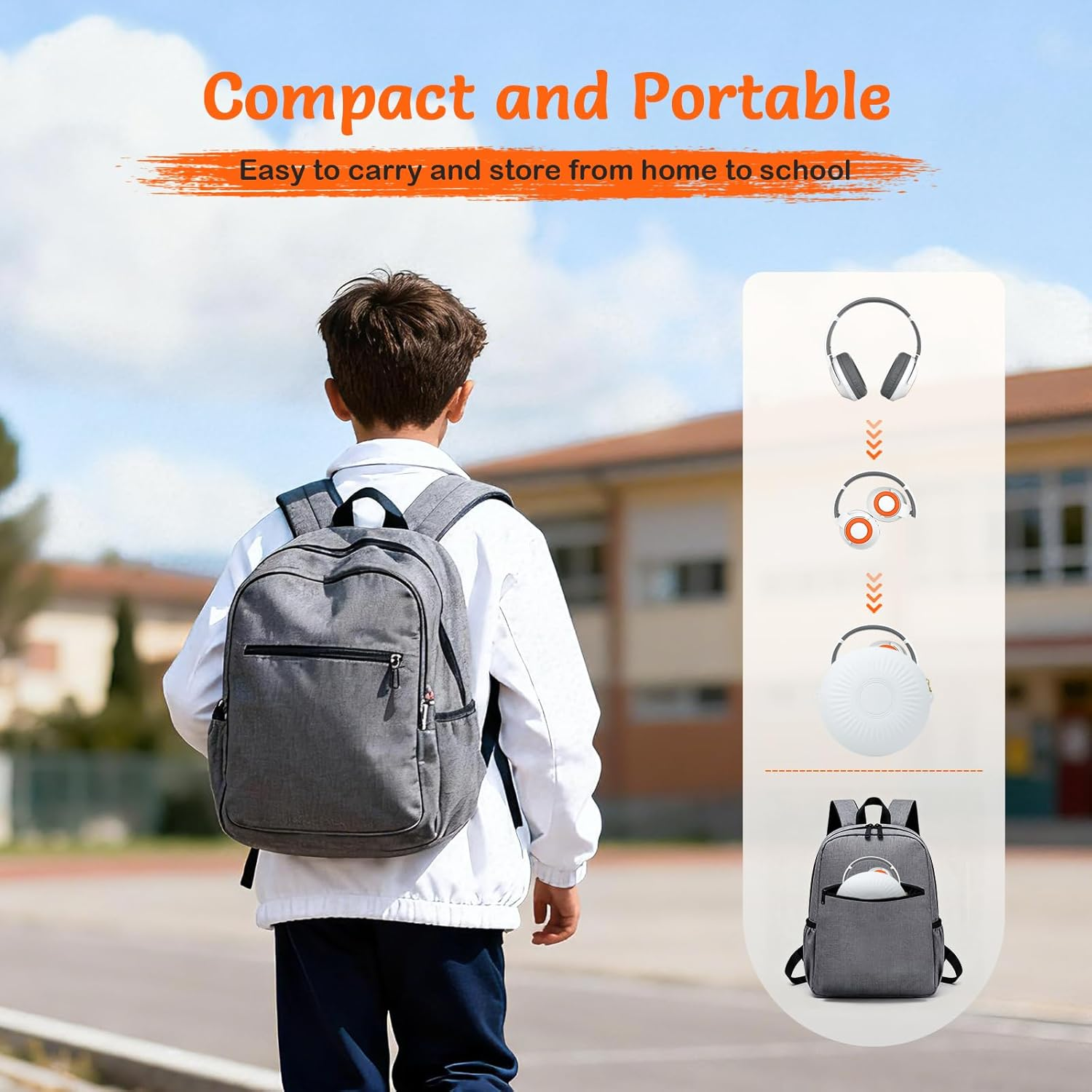 TONOSHARK Kids Headphones Wireless Lightweight, Active Noise Cancelling Headphones for Kids, 60H Playtime, Bluetooth Over-Ear Headset for Home/School/Travel - Includes Portable Case (White) image number 1