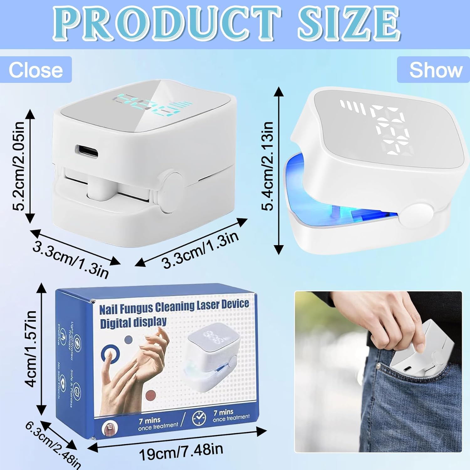 TZEKING Upgrade Nail Fungus Laser Device with Time Display, Nail Fungus Laser with Timer, Nail Fungus Treatment Device for Fingers and Toenails, Nail Fungus Treatment Quick Intensive, Nail Cleaning image number 5