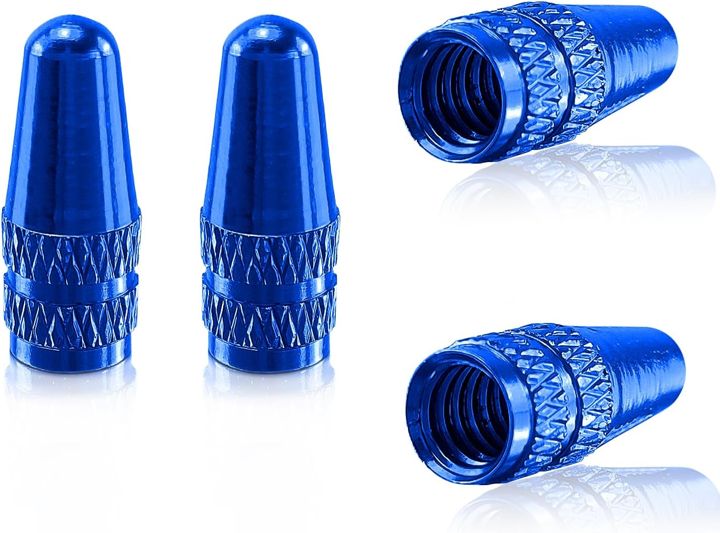 WALWAL Presta French Valve Caps, Anodized Aluminum - Compatible for Mountain Bike, Road Bike, Bicycle(Blue,4Pcs) image number 3